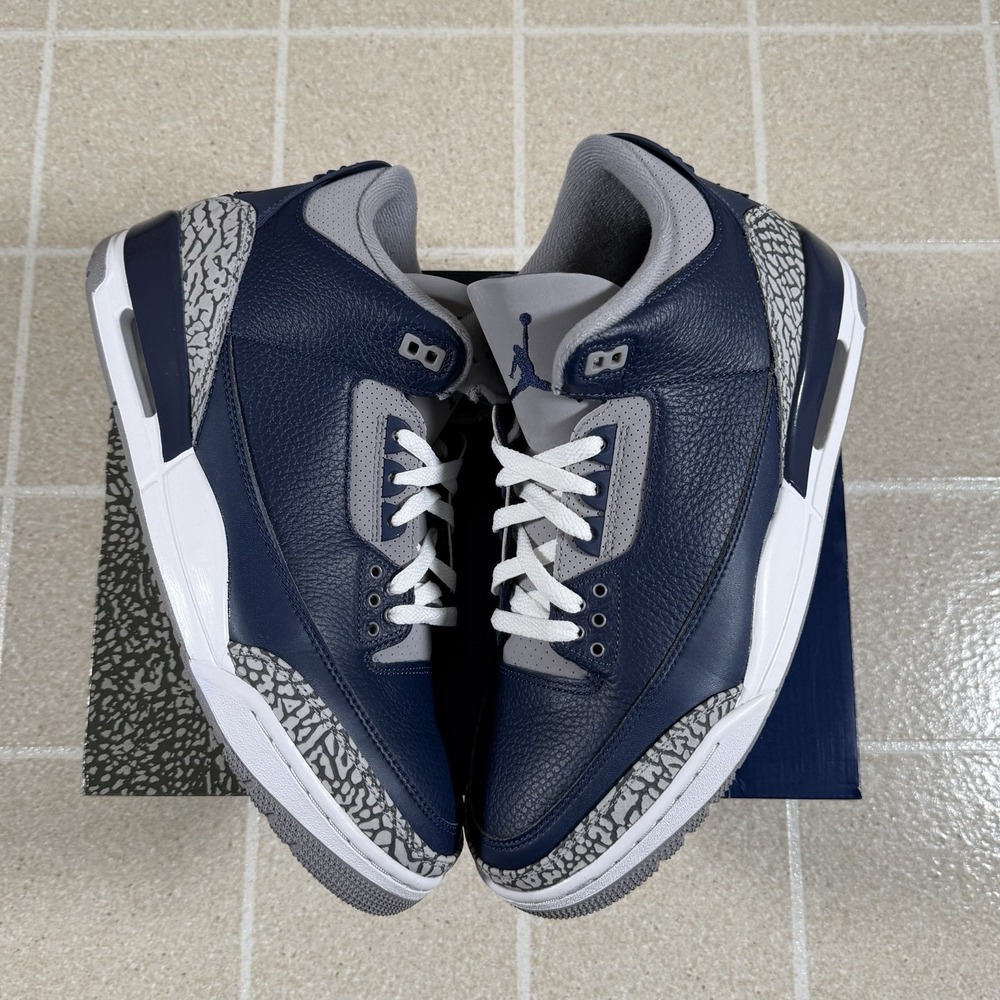 Nike Air Jordan 3 Retro Georgetown Midnight Sneakers Men's Size 12 CT8532-401